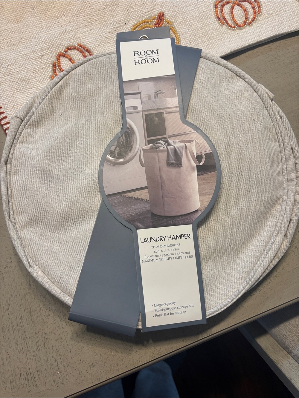 Beige Foldable Laundry Hamper